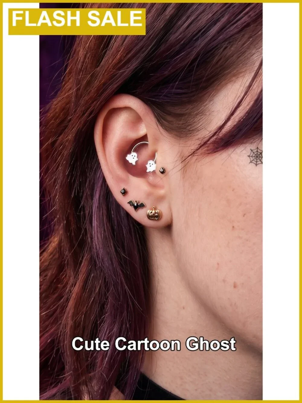 16g Stainless Steel Skull Spider Septum Daith Cartilage Earring